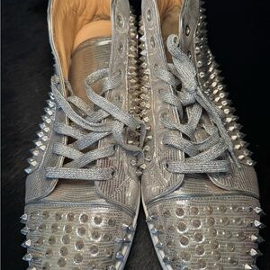 Christian Louboutin Silver Spiked Sneakers
